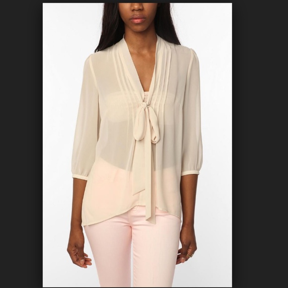 Tops - Pins and Needles Sheer Chiffon Tie Neck Tunic